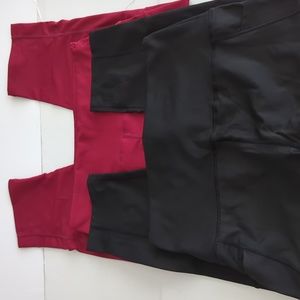 Procadmus 2 Pack Knee Length Capri Pants Hi Waisted- Pockets  1 Red- 1 Black